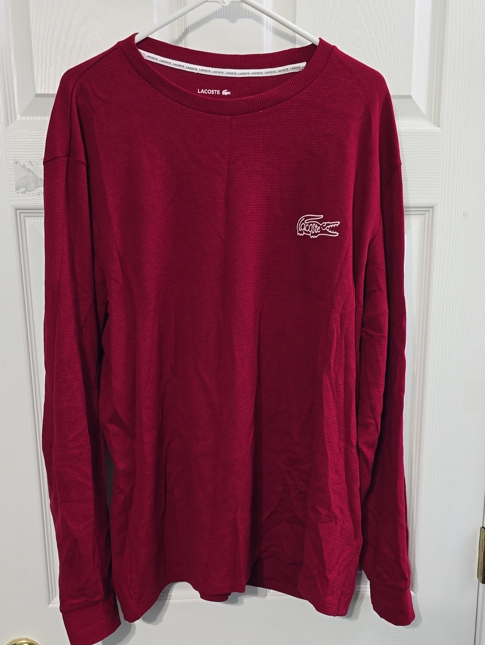 Lacoste Men's Long-Sleeve Crewneck Shirt - Maroon Sleepwear